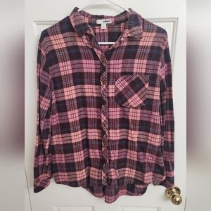Sonoma Pink and Purple Plaid Flannel Button-Down